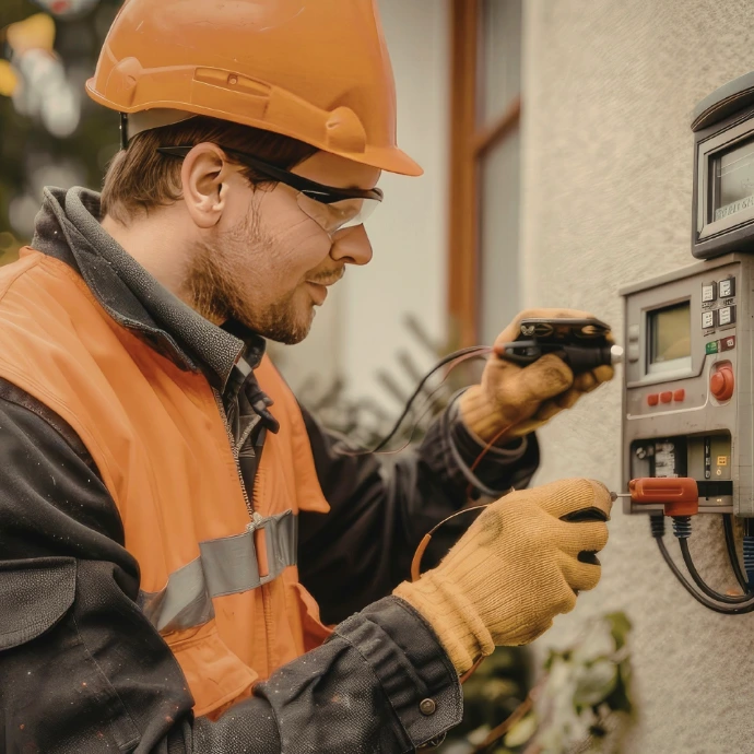 Facility maintenance technician inspecting and servicing building systems to ensure operational safety and performance.