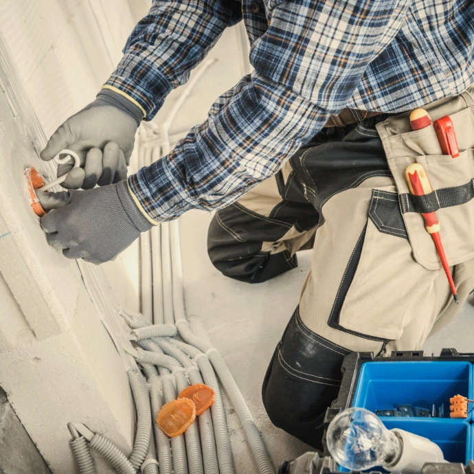 Mechanical, electrical, and plumbing systems being installed in a commercial construction project, highlighting integrated building infrastructure.