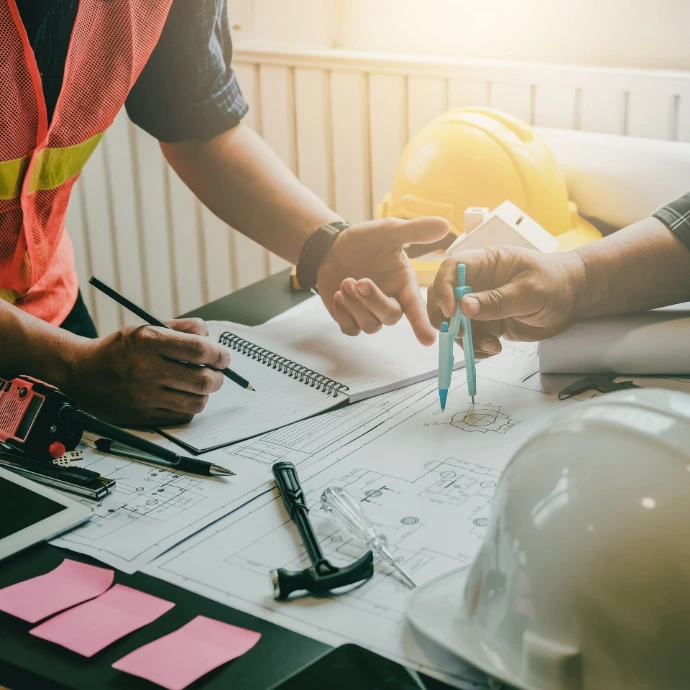 Engineers conducting quality inspections and safety checks on a construction site to ensure compliance with international standards, regulations, and industry best practices.